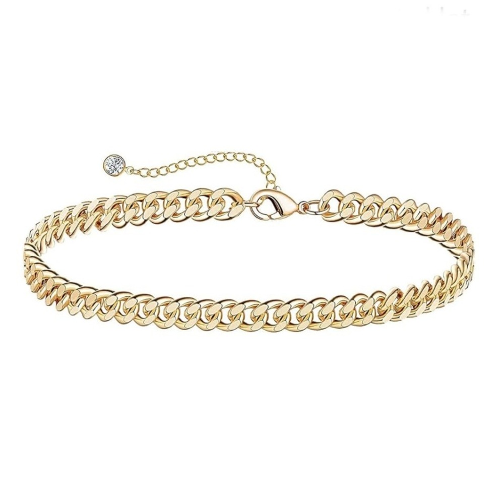 New Gold Tone‎ Chain Adjustable Bracelet/Anklet with Crystal Charm 9.25 Inch